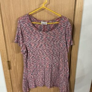 Avenue Women's Pink and Gray Short Sleeve Top